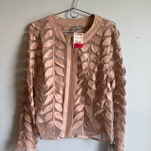 T.J.Maxx Beige Leaf Pattern Women's Jacket